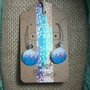 Pink and blue abstract earrings